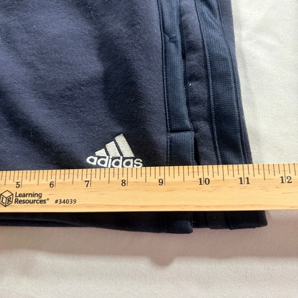 Adidas Knit Athletic Shorts Mens Small Navy Blue 3-Stripe Gym Training Casual